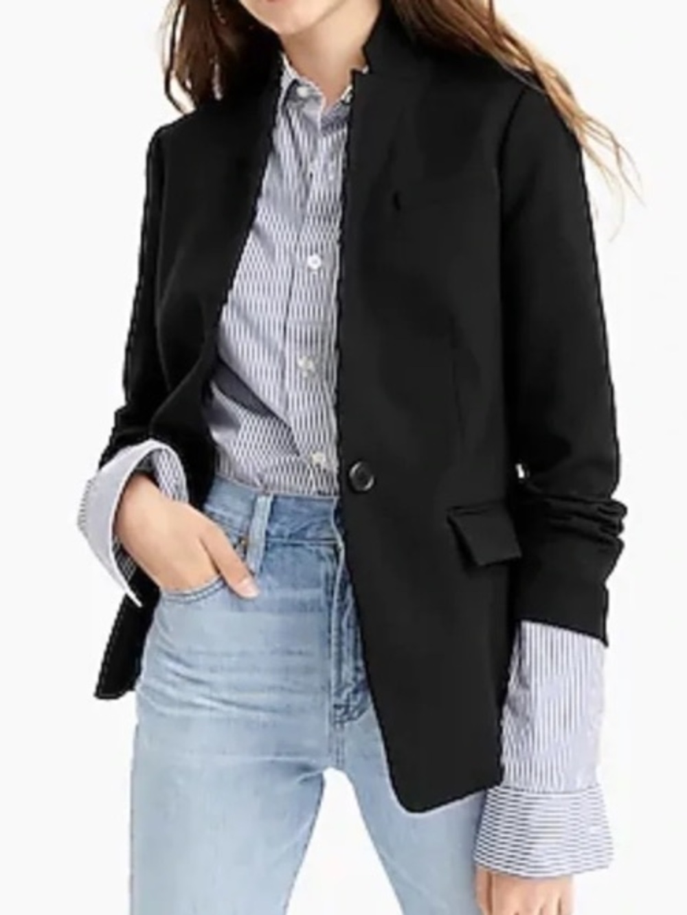 NWOT J. Crew Black Regent Blazer, Size 00P